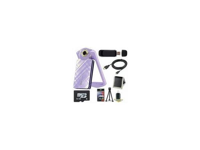 Casio EX-TR60 Self Portrait/ Selfie Digital Camera (Light Violet) + 32GB microSD Class 10 Memory Card + Micro HDMI Cable + SDHC Card USB Reader +...