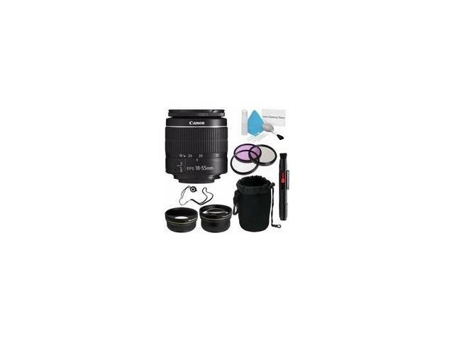 Canon EF-S 18-55mm f/3.5-5.6 III Lens (International Model) + 58mm Wide Angle Lenses + 58mm 3 Piece Filter Kit + Deluxe