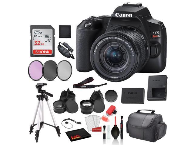 Canon EOS Rebel SL3 Digital SLR Camera with 18-55mm Lens Bundle + SanDisk 32gb SD Card + 3PC Filter Kit + MORE