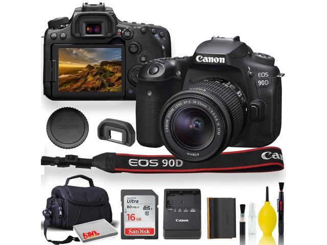 Canon EOS 90D DSLR Camera With 18-55mm Lens, 18-135mm Lens, Padded Case, Memory Card, and More - Starter Bundle Set
