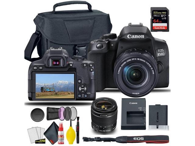 Canon EOS 850D / Rebel T8i DSLR Camera with 18-55mm Lens 58mm Filters International Bundle
