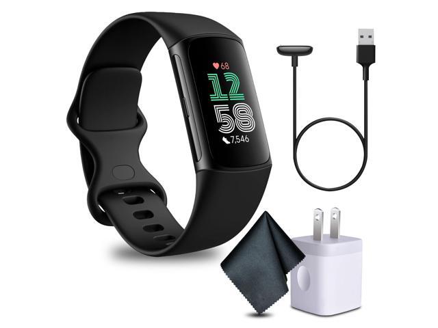 Fitbit Charge 6 Fitness Tracker Smartwatch, Obsidian/Black Bundle
