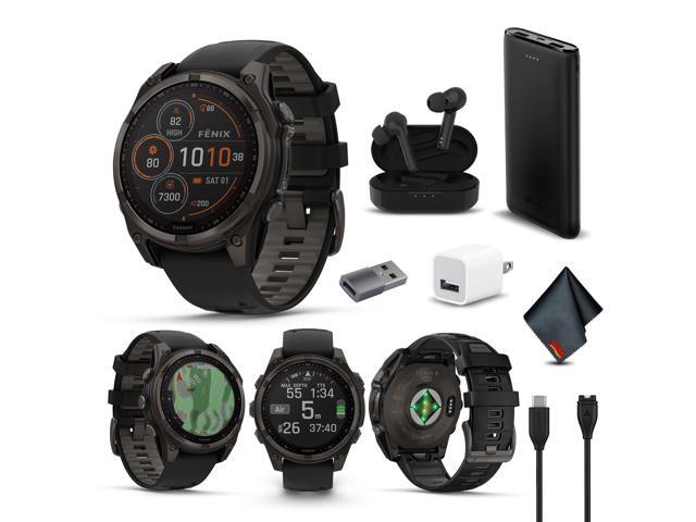 fenix 8 47mm Solar Sapphire Carbon Gray DLC Titanium with Black Gray Silicone