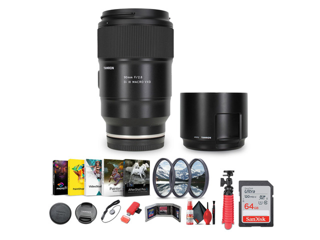 Tamron 90mm f/2.8 Di III VXD Macro Lens (Sony E) + Sling Backpack + More