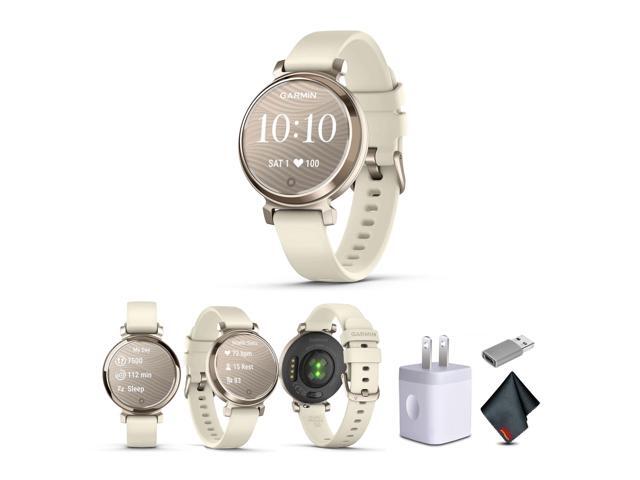 Garmin Lily 2, Small and Stylish Smartwatch Cream Gold with Coconut Bundle