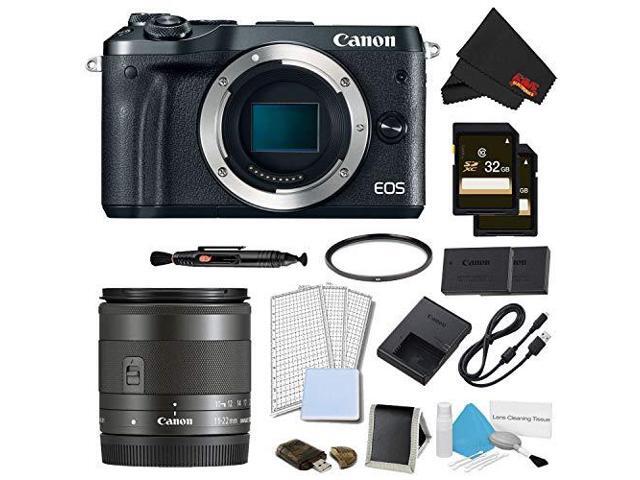 Canon EOS M6 Mirrorless Digital Camera Body Only (Black) Pro Bundle w/ EF-M 11-22MM Lens - Intl Model