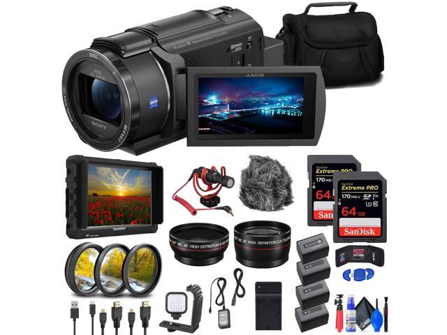Sony FDR-AX43 UHD 4K Handycam Camcorder + 4K Monitor + 2 x 64GB Cards + More