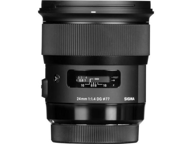 Sigma 24mm f/1.4 DG HSM Lens for Canon EF with 64GB Card, Tripod, Bag, and More