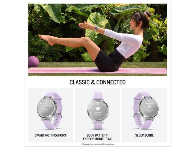 Garmin - Lily 2 Active GPS Smartwatch 33 mm Anodized Aluminum - Silver with Purple Jasmine Silicone Band - (2024) - image 5