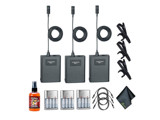 Pack of 3 Audio-Technica Pro 70 Cardioid Microphone, 4xAA Batteries With Charger