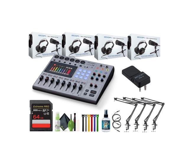 Zoom PodTrak P8 Podcast Recorder, BTA-2 Adapter, Pack of 4 Zoom ZDM-1 Mic Pack