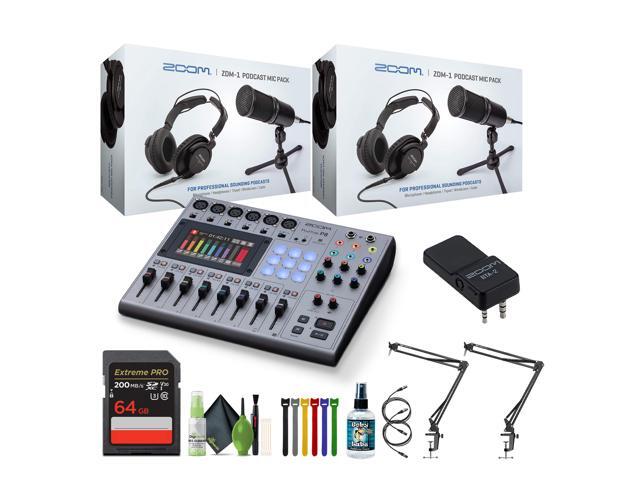 Zoom PodTrak P8 Podcast Recorder, BTA-2 Adapter, Pack of 2 Zoom ZDM-1 Mic Pack