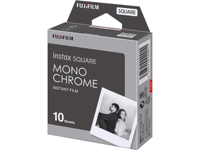 4xFUJIFILM INSTAX SQUARE Monochrome Instant Film (10 Exposures), Microfiber Cleaning Cloth, Bundle