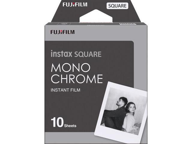 4xFUJIFILM INSTAX SQUARE Monochrome Instant Film (10 Exposures), Microfiber Cleaning Cloth, Bundle