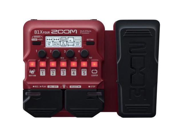 Zoom B1X Four Bass Multi-Effects Pedal, 4xAA WITH CHARGER, Straps, Bundle