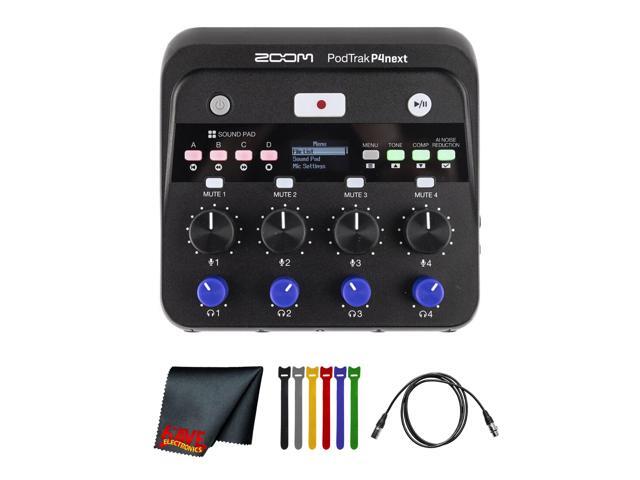 Zoom PodTrak P4next Podcast Recorder, Battery Powered, 4 Microphone Inputs, 4 Headphone Outputs, AI Noise Reduction, Tone & COMP Effects, Phone...