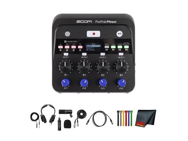 Zoom PodTrak P4next Podcast Recorder, Battery Powered, 4 Microphone Inputs, 4 Headphone Outputs, AI Noise Reduction, Tone & COMP Effects, Phone...