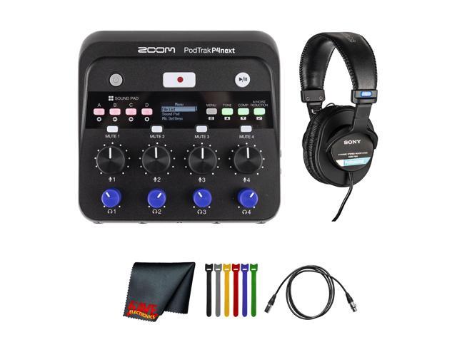 Zoom PodTrak P4next Podcast Recorder, Battery Powered, 4 Microphone Inputs, 4 Headphone Outputs, AI Noise Reduction, Tone & COMP Effects, Phone...