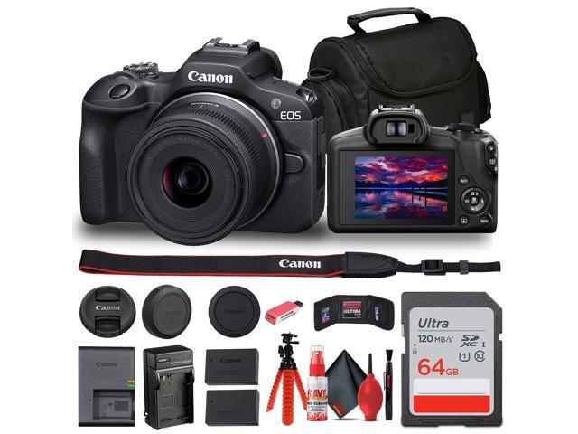 Canon EOS R100 Mirrorless Camera with 18-45mm Lens + Bag + 64GB Card + LPE17 Battery + More