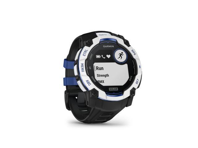 Garmin - Instinct 3 Solar GPS Smartwatch 50 mm Fiber-reinforced Polymer - Whitestone with black/bolt blue silicone band - (2025) - image 4