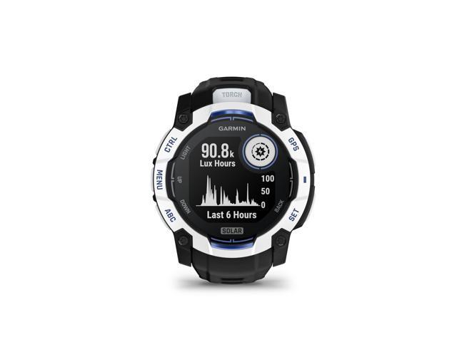 Garmin - Instinct 3 Solar GPS Smartwatch 50 mm Fiber-reinforced Polymer - Whitestone with black/bolt blue silicone band - (2025) - image 3