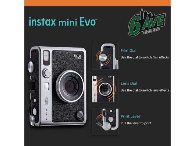Fujifilm Instax Mini EVO Instant Film Camera (Brown) with 40 Films + 32GB Card