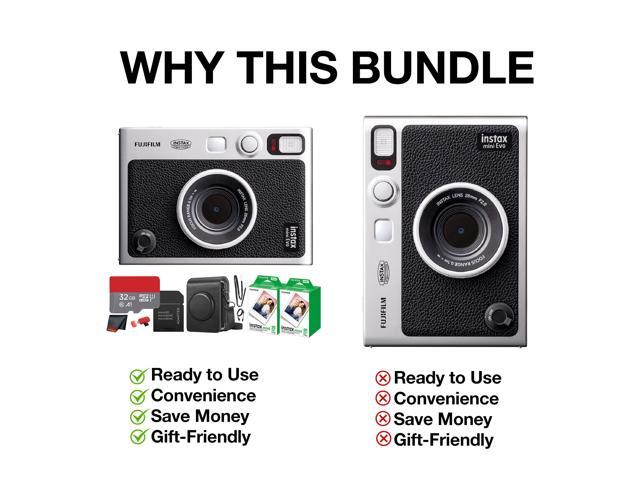 Fujifilm Instax Mini EVO Instant Film Camera (Black) with 40 Films + 32GB Card