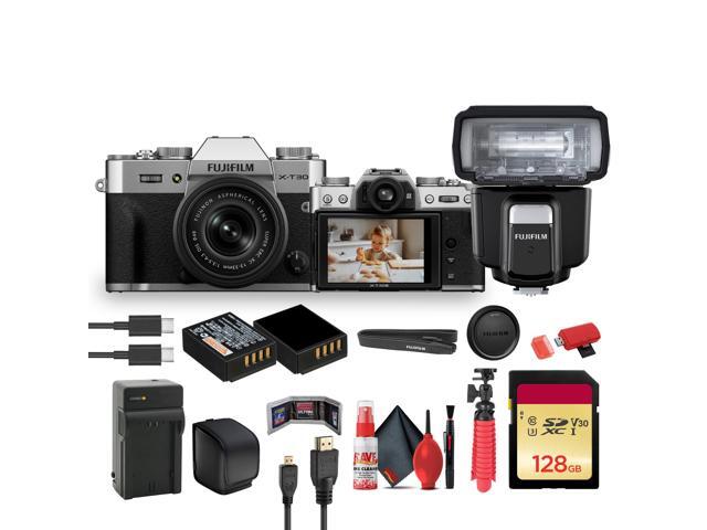 FUJIFILM X-T30 III Mirrorless Camera with 13-33mm f/3.5-6.3 Lens (Silver) + EF-60 Shoe Mount Flash + More