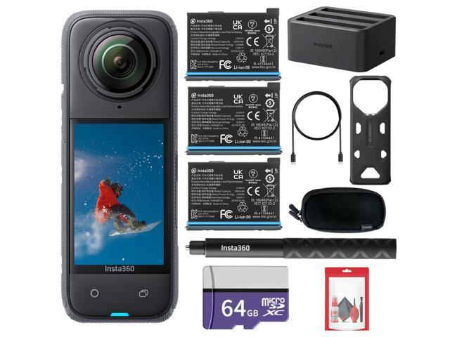 Insta360 X4 - Waterproof 360 Action Camera + 2 Extra Batteries + Charger + More