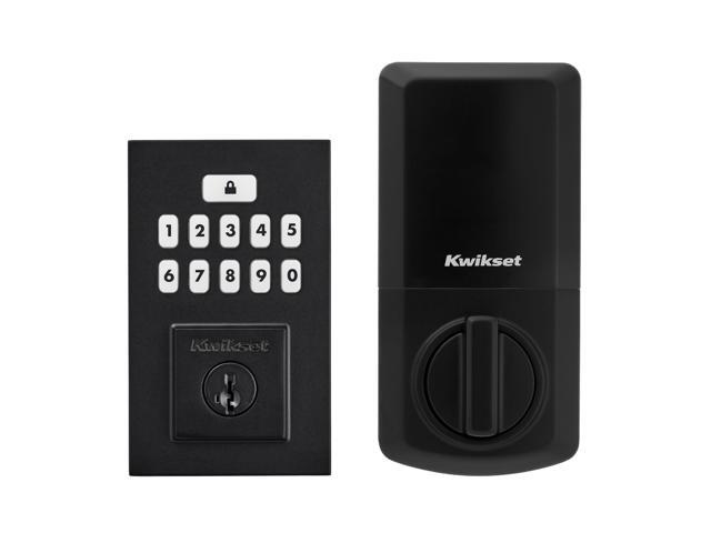 Kwikset SmartCode 260 Keyless Entry Electronic Keypad Deadbolt Door Lock with Auto-Lock, Custom User Codes, Advanced Security in Matte Black.