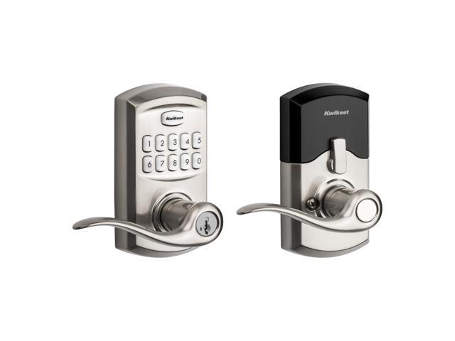 Kwikset SmartCode 917 Keypad Keyless Entry Traditional Residential Electronic Lever Deadbolt Alternative with Tustin Door Handle and SmartKey.