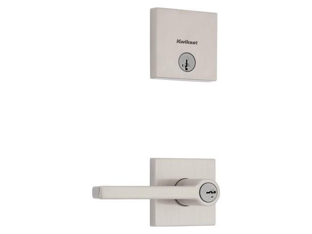 Kwikset 991 Halifax Keyed Entry Lever and Single Cylinder Deadbolt Combo Pack Featuring SmartKey and Microban in Satin Nickel