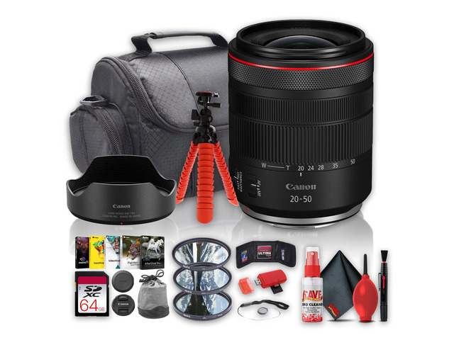 Canon RF 20-50mm f/4 L IS USM PZ Lens + 64GB Card (7286C002) Bundle