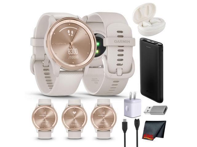 Garmin vivomove Trend Analog Smartwatch Peach Gold Steel Bezel - Ivory Case