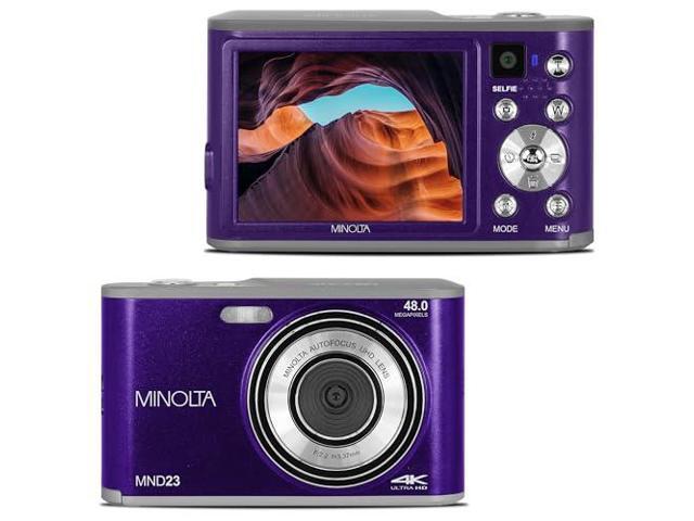 Minolta 48MP Digital Camera with Rear Selfie Lens - 4K Ultra HD Video, 2.8' LCD Screen, 16X Digital Zoom, Autofocus, Slow Motion, Time Lapse,.