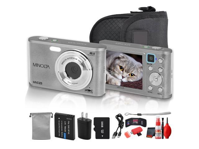 Minolta MND23 Digital Camera (Silver), 48MP Point & Shoot Camera, 2.7K Video Recording, 16x Digital Zoom + More