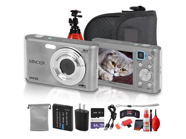 Minolta MND23 Digital Camera (Silver), 48MP Point & Shoot Camera, 2.7K Video Recording, 16x Digital Zoom + More