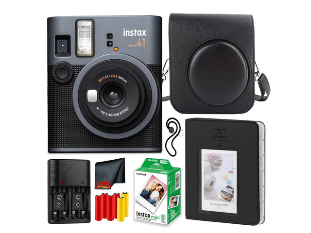 Fujifilm INSTAX MINI 41 Instant Film Camera, 4x AA Rechargeable Batteries with Charger