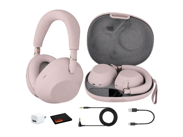 Sony WH-1000XM6 Wireless Noise Canceling Overhead Headphones (Pink) - Bundle