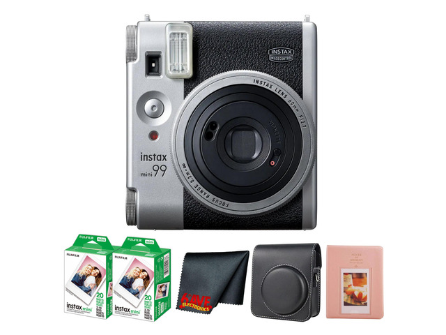 Fujifilm Instax Mini 99 Instant Film Camera Silver + 40 Sheets, Case Bundle