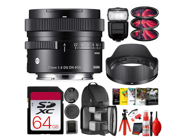 Sigma 17mm f/4 DG DN Contemporary Full-Frame Sony E Lens Premium Bundle