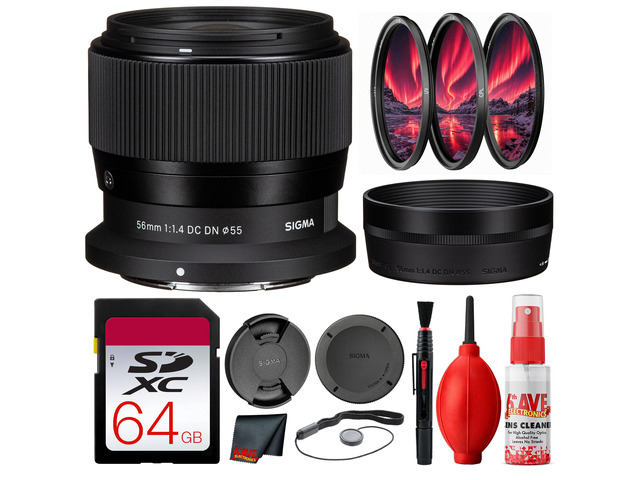 Sigma 56mm f/1.4 DC DN Contemporary Lens for Nikon Z Mirrorless + 64GB Card
