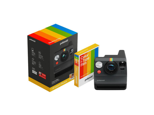 Polaroid Now Gen 3 Instant Camera, Black + Color Film Bundle (8 Photos)