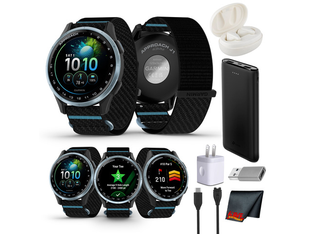 Garmin Approach J1 Junior GPS Golf watch - Cloud Blue with Black band Bundle