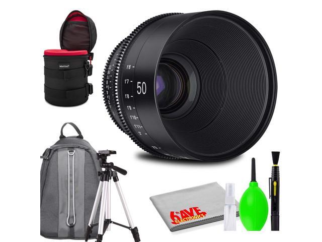 Rokinon Xeen 50mm T1.5 Lens for PL Mount Bundled with Potective Case, Padded Backpack, Tripod and Cleaning Kit