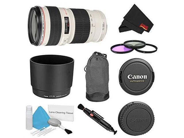 Canon EF 70-200mm f/4L USM Lens Bundle w/ 3 Piece Filter Kit (Intl Model)