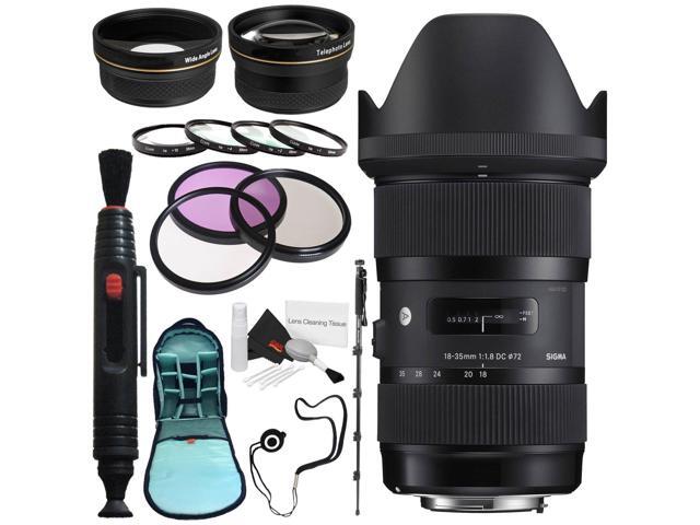 Sigma 18-35mm f/1.8 DC HSM Art Lens for Nikon # 210-306 + 72mm 3 Piece Filter Kit + Lens Pen Cleaner + 72mm Wide Angle Lens + 272mm 2x Telephoto...