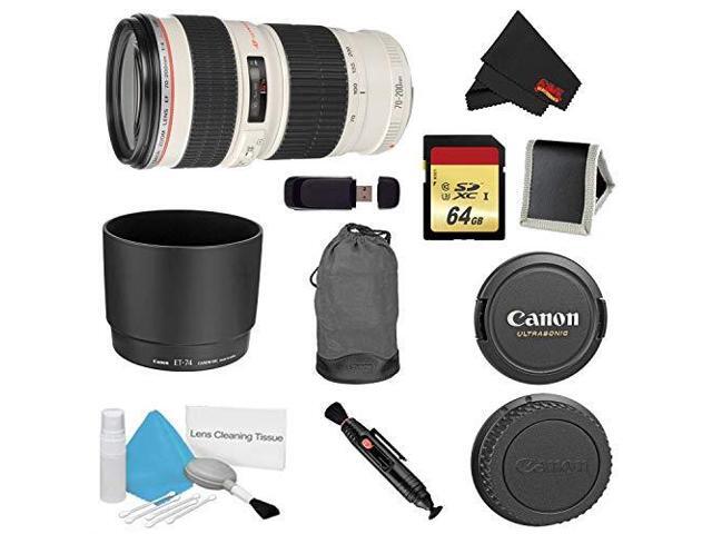 Canon EF 70-200mm f/4L USM Lens Bundle w/ 64GB Memory Card + Accessories (Intl Model)