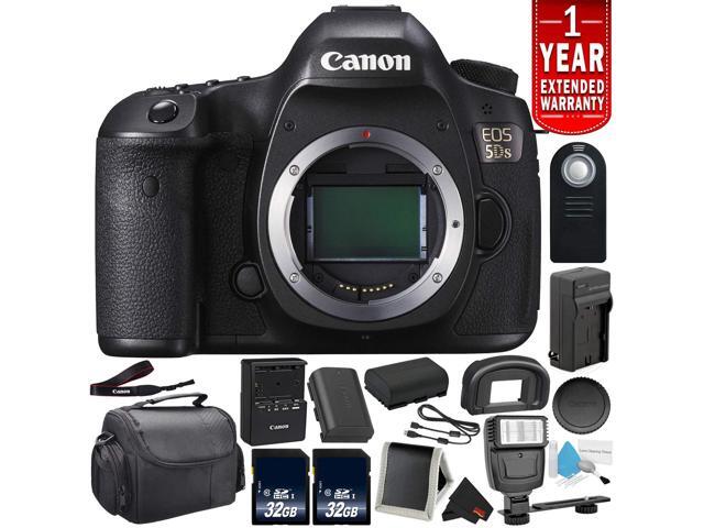 Canon EOS 5DS Digital SLR Camera 0581C002 (Body Only) - Bundle with 32GB Memory Card + Spare Battery + Digital Slave Flash + More (Intl Model)