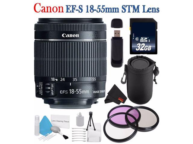 Canon EF-S 18-55mm f/3.5-5.6 IS STM Lens 8114B002 + 58mm 3 Piece Filter Kit + SD Card USB Reader + 32GB SDHC Class 10 Memory Card + Deluxe Starter...